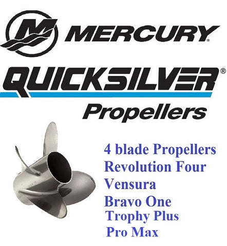 Quicksilver Stainless Steel 4 blade E series Revolution Four / Vensura / Bravo One, Trophy Plus & Pro Max