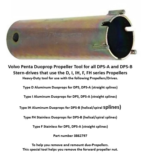 Volvo Penta Propeller nuts spacers and thrust washers and tools