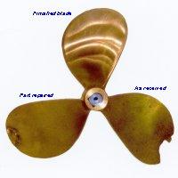 11.1/8" to 14" diameter Bronze Propeller Blade Repair Service please select number of blades