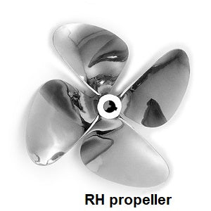 13 x 13 RH 1.1/8" shaft 4 blade Stainless steel tournament ski boat propellers