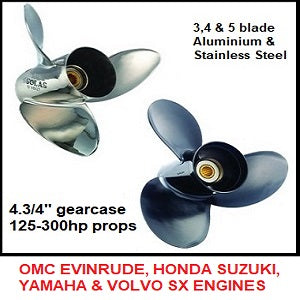 E series 4.3/4" gearcase for Evinrude Honda Suzuki Volvo SX Yamaha recon aluminium stainless steel propellers