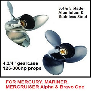 E series 4.3/4" gearcase for Mercury, Mariner, Mercruiser recon aluminium stainless steel propellers